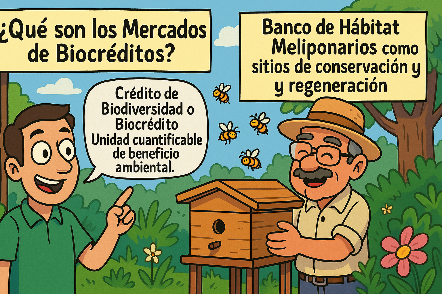 Ilustración explicando qué es un mercado de biocréditos